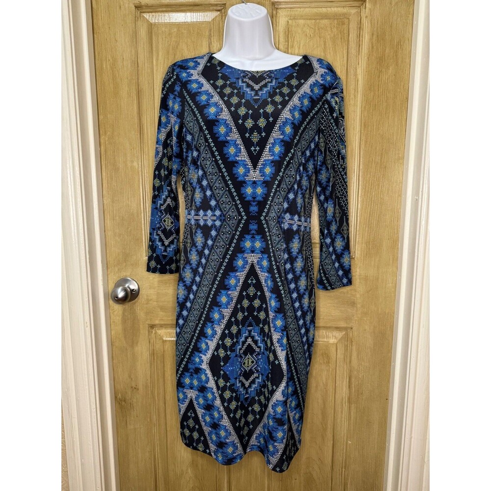 Karen Kane Womens  Floral Abstract Long Sleeve Shift Dress Size M